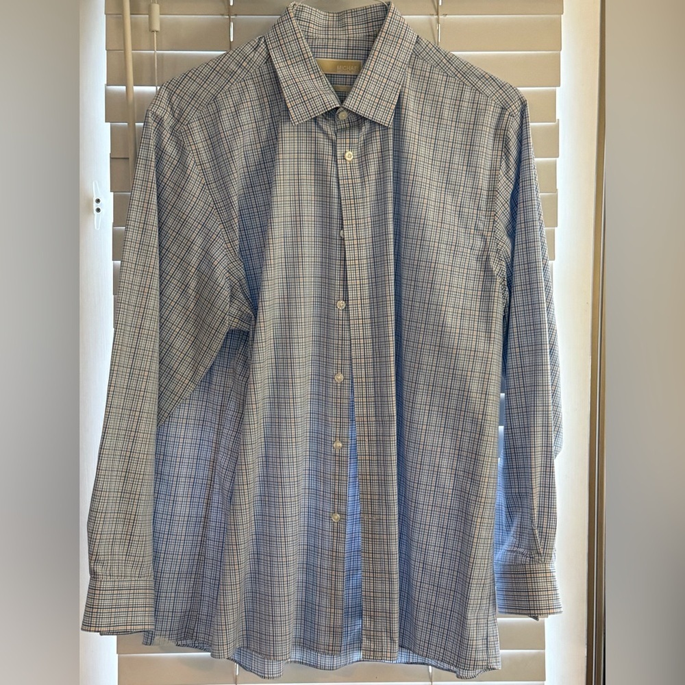 Michael Kors Men’s Dress Shirt 17 34/35 – Non-Iron Plaid Classic Fit